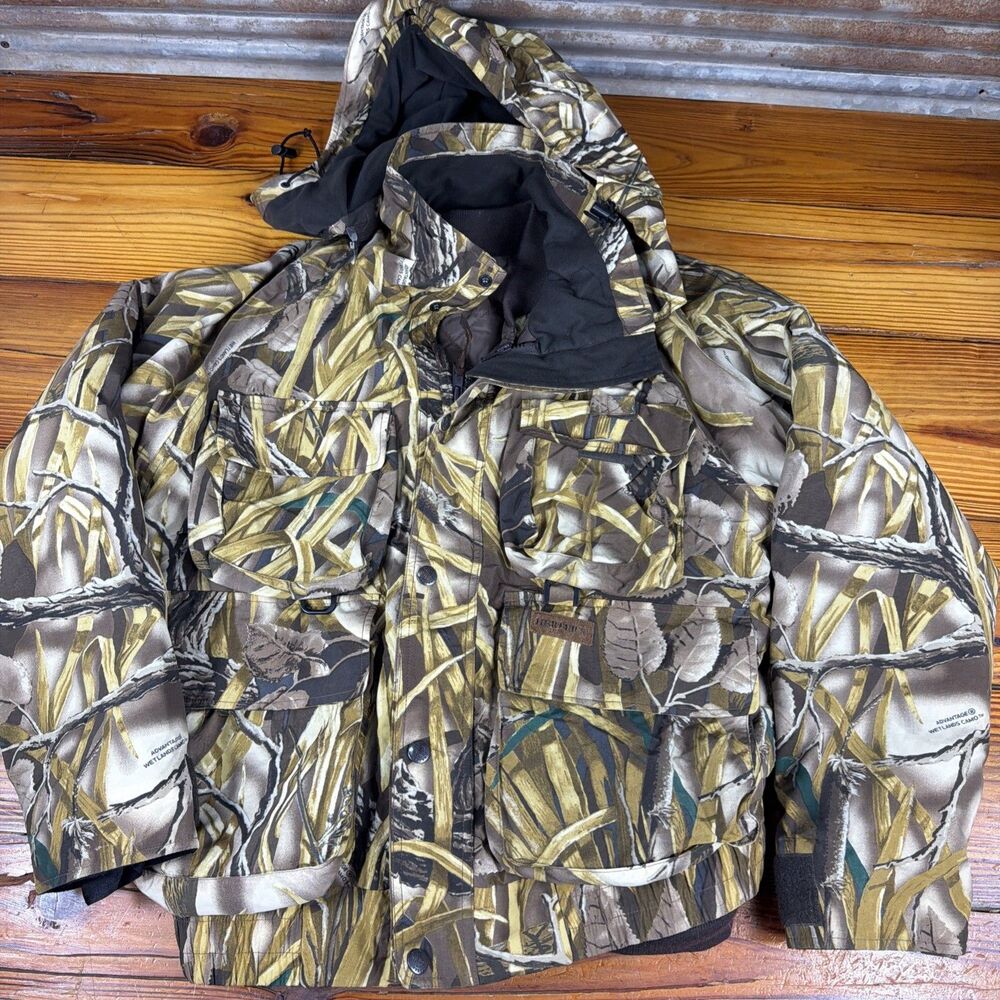 Herters Jacket Coat Sz Medium Camo Duck Hunting Advantage Wetlands Camo Pristine